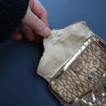 Load image into Gallery viewer, 1940s Pretty Little Vintage Sequin and Glass Beads Evening Purse. Made in Belgium
