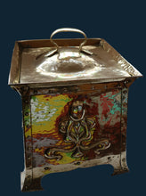 Load image into Gallery viewer, Fabulous Large Brass ART NOUVEAU Lidded Coal or Log Bucket with Whiplash Repousee Decoration; c 1910s
