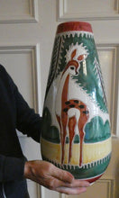 Load image into Gallery viewer, VERY LARGE Vintage 1950s / 60s NORWEGIAN Vase with Deer Decoration by Elle Pottery
