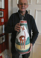 Load image into Gallery viewer, VERY LARGE Vintage 1950s / 60s NORWEGIAN Vase with Deer Decoration by Elle Pottery
