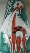 Load image into Gallery viewer, VERY LARGE Vintage 1950s / 60s NORWEGIAN Vase with Deer Decoration by Elle Pottery
