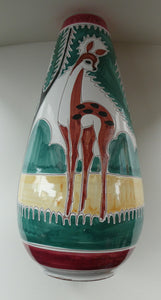 VERY LARGE Vintage 1950s / 60s NORWEGIAN Vase with Deer Decoration by Elle Pottery