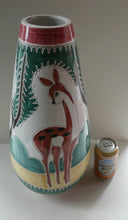 Load image into Gallery viewer, VERY LARGE Vintage 1950s / 60s NORWEGIAN Vase with Deer Decoration by Elle Pottery
