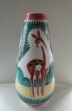 Load image into Gallery viewer, VERY LARGE Vintage 1950s / 60s NORWEGIAN Vase with Deer Decoration by Elle Pottery
