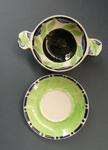 Load image into Gallery viewer,  Bough Pottery ART DECO Ceramic Quaich and Matching Underplate. Painted by Elizabeth Amour
