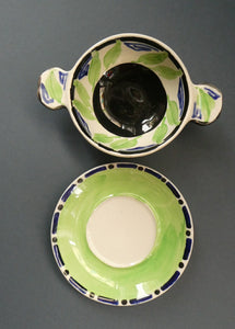  Bough Pottery ART DECO Ceramic Quaich and Matching Underplate. Painted by Elizabeth Amour