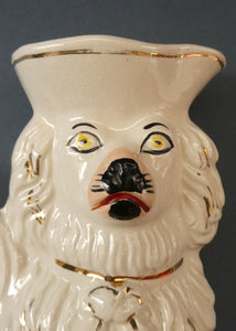 Unusual Victorian Staffordshire King Charles Spaniels Jug; circa 1860