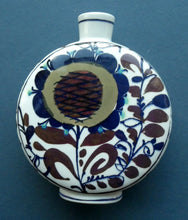 Load image into Gallery viewer, 1960s ROYAL COPENHAGEN Aluminia Faience Moon Flask / Vase. Floral Design by Kari Christensen
