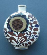 Load image into Gallery viewer, 1960s ROYAL COPENHAGEN Aluminia Faience Moon Flask / Vase. Floral Design by Kari Christensen
