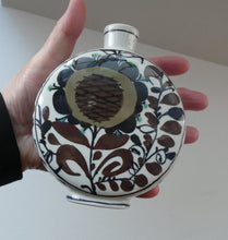 Load image into Gallery viewer, 1960s ROYAL COPENHAGEN Aluminia Faience Moon Flask / Vase. Floral Design by Kari Christensen
