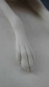 LARGE and Beautifully Modelled Antique Parian Model of a Reclining Greyhound. 11 1/2 inches