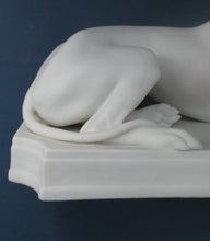 Load image into Gallery viewer, LARGE and Beautifully Modelled Antique Parian Model of a Reclining Greyhound. 11 1/2 inches
