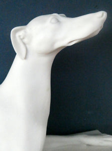 LARGE and Beautifully Modelled Antique Parian Model of a Reclining Greyhound. 11 1/2 inches