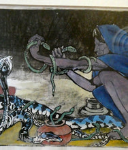 Load image into Gallery viewer, 1920s Colour Woodcut by Mabel Allington Royds (1874-1941) THE SNAKE CHARMER
