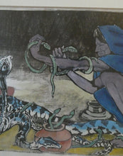 Load image into Gallery viewer, 1920s Colour Woodcut by Mabel Allington Royds (1874-1941) THE SNAKE CHARMER
