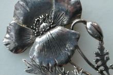 Load image into Gallery viewer, COSTUME JEWELLERY. Vintage WELSH 1998 Silver Plate on Pewter MASJ Poppy Brooch
