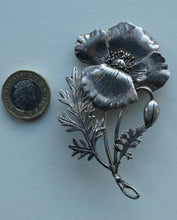 Load image into Gallery viewer, COSTUME JEWELLERY. Vintage WELSH 1998 Silver Plate on Pewter MASJ Poppy Brooch
