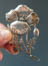 Load image into Gallery viewer, COSTUME JEWELLERY. Vintage WELSH 1998 Silver Plate on Pewter MASJ Poppy Brooch
