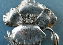 Load image into Gallery viewer, COSTUME JEWELLERY. Vintage WELSH 1998 Silver Plate on Pewter MASJ Poppy Brooch
