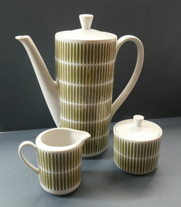  1970s Seltmann Weiden Bavaria Coffee Set with Green Stripes Pattern