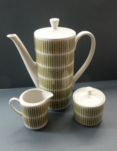  1970s Seltmann Weiden Bavaria Coffee Set with Green Stripes Pattern