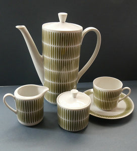  1970s Seltmann Weiden Bavaria Coffee Set with Green Stripes Pattern