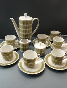  1970s Seltmann Weiden Bavaria Coffee Set with Green Stripes Pattern