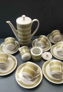  1970s Seltmann Weiden Bavaria Coffee Set with Green Stripes Pattern