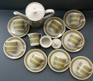  1970s Seltmann Weiden Bavaria Coffee Set with Green Stripes Pattern