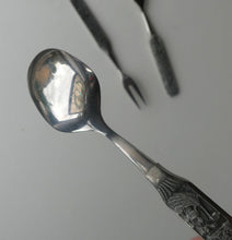 Load image into Gallery viewer, NORWEGIAN (Konge Tinn) Viking Pewter Heilag Olav Spoon and Two Pickle Forks
