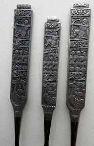 NORWEGIAN (Konge Tinn) Viking Pewter Heilag Olav Spoon and Two Pickle Forks