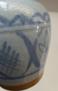 1950s Buchan Pottery Stoneware Jug Portobello Blue Abstract Pattern