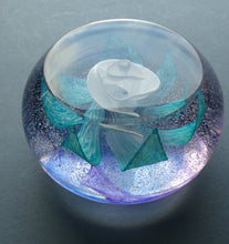 Load image into Gallery viewer, Vintage White Rose Bud Paperweight Caithness Glass. Attributed to Helen MacDonald
