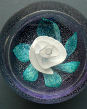 Load image into Gallery viewer, Vintage White Rose Bud Paperweight Caithness Glass. Attributed to Helen MacDonald
