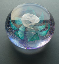 Load image into Gallery viewer, Vintage White Rose Bud Paperweight Caithness Glass. Attributed to Helen MacDonald
