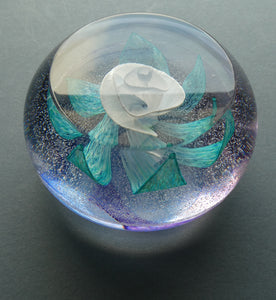 Vintage White Rose Bud Paperweight Caithness Glass. Attributed to Helen MacDonald