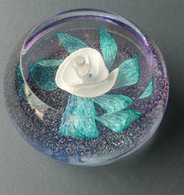 Load image into Gallery viewer, Vintage White Rose Bud Paperweight Caithness Glass. Attributed to Helen MacDonald
