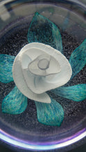 Load image into Gallery viewer, Vintage White Rose Bud Paperweight Caithness Glass. Attributed to Helen MacDonald
