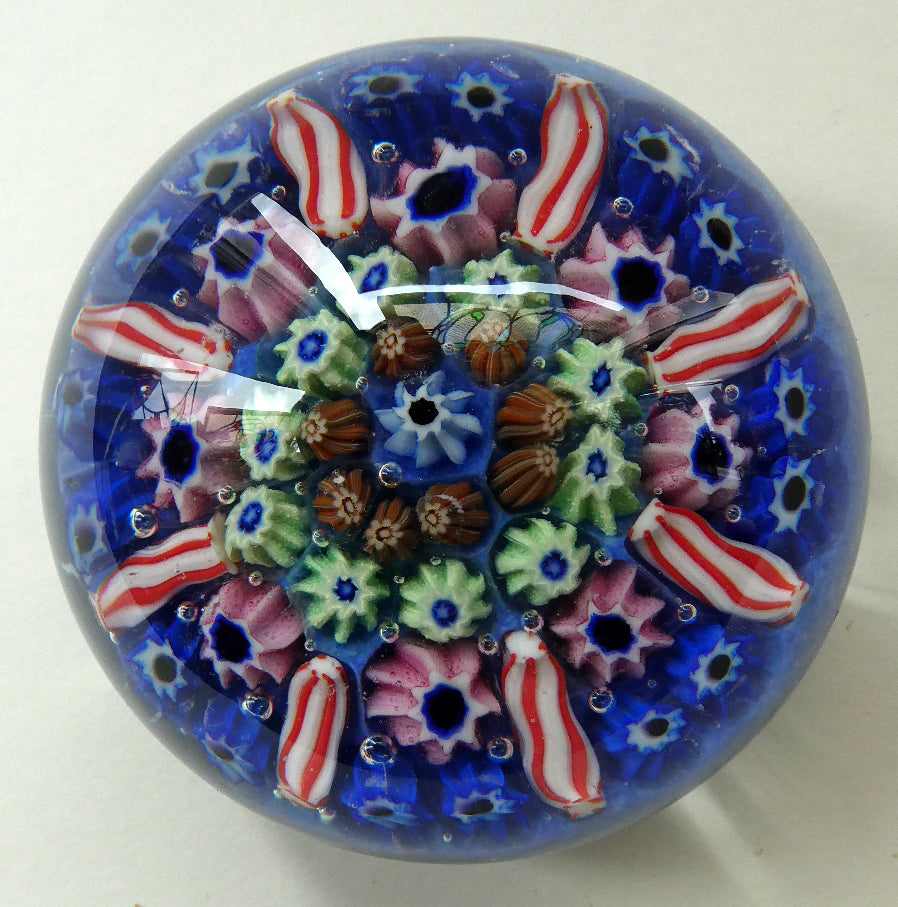 Vtg Paul Ysart Millefiori offers Double Fountain Controlled Bubble ArtGlass Paperweight