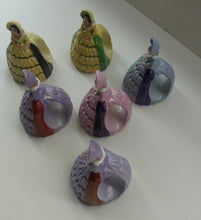 Load image into Gallery viewer, Group of SIX Carlton Ware Crinoline Lady Ceramic Napkin Rings, c 1935
