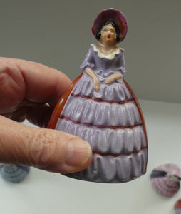 Group of SIX Carlton Ware Crinoline Lady Ceramic Napkin Rings, c 1935