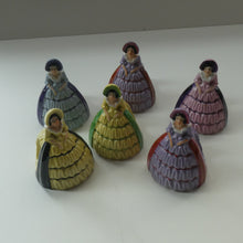 Load image into Gallery viewer, Group of SIX Carlton Ware Crinoline Lady Ceramic Napkin Rings, c 1935
