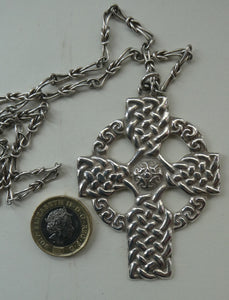 Large ANTIQUE Scottish Silver Pendant with Iona Cross Motif. Glasgow Hallmark Gilmore & Watson 1919