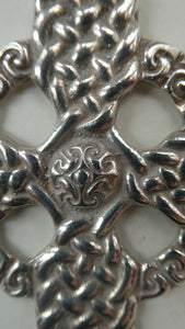 Large ANTIQUE Scottish Silver Pendant with Iona Cross Motif. Glasgow Hallmark Gilmore & Watson 1919