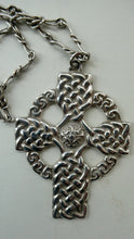 Load image into Gallery viewer, Large ANTIQUE Scottish Silver Pendant with Iona Cross Motif. Glasgow Hallmark Gilmore &amp; Watson 1919
