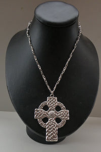 Large ANTIQUE Scottish Silver Pendant with Iona Cross Motif. Glasgow Hallmark Gilmore & Watson 1919