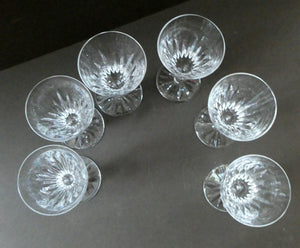 WATERFORD CRYSTAL "Eileen". SET OF SIX Sherry or Port Glasses. Each 4 1/2 inches in height