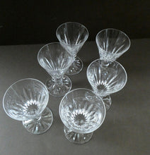 Load image into Gallery viewer, WATERFORD CRYSTAL &quot;Eileen&quot;. SET OF SIX Sherry or Port Glasses. Each 4 1/2 inches in height
