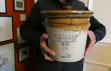 Load image into Gallery viewer, Antique Buchan Pottery Large Stoneware 12 lb. Storage Crock. MUSSELBURGH
