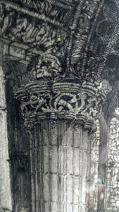 ANTIQUE PRINT. Original Etching by Hedley FITTON. Entitled ROSSLYN CHAPEL. Pencil Signed